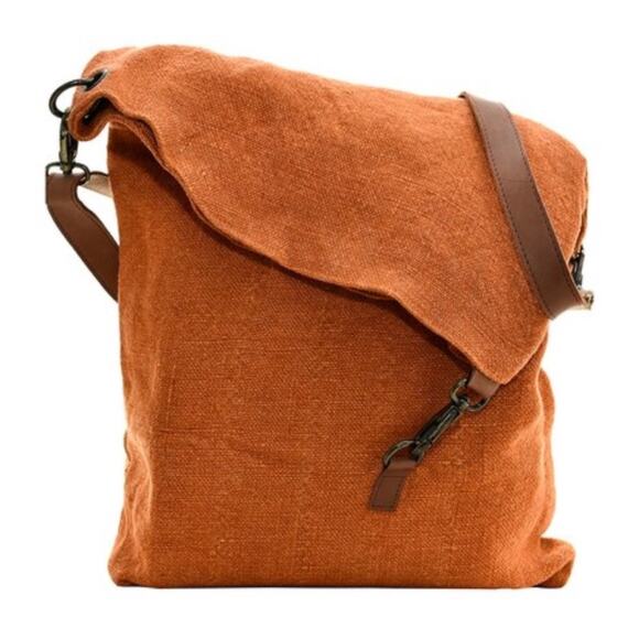 Vintage Addiction Handbag Foldover Persimmon Jute Crossbody NEW - Picture 1 of 8